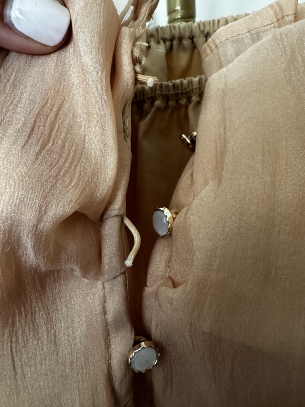 Off-Shoulder Ruffle Peasant Blouse in Nude - Picture 5 of 6